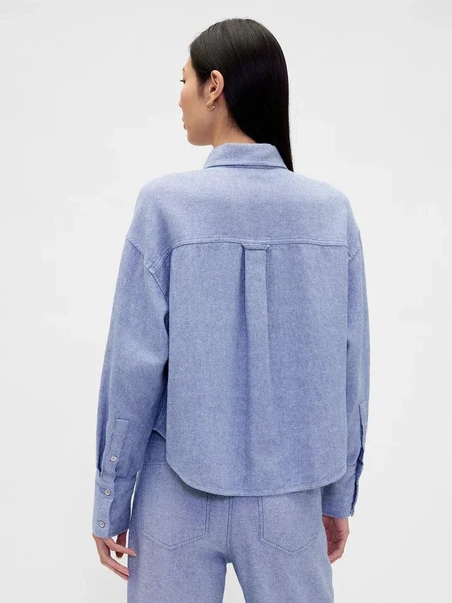 Camicia oversize in misto lino e cotone