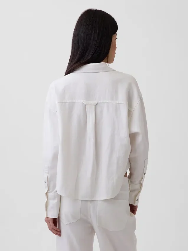 Camicia oversize in misto lino e cotone