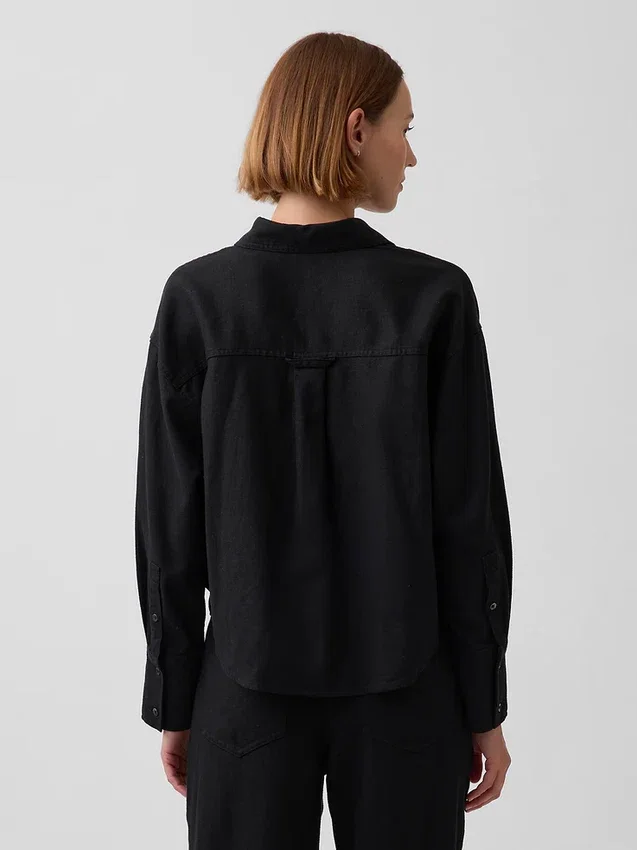 Camicia oversize in misto lino e cotone