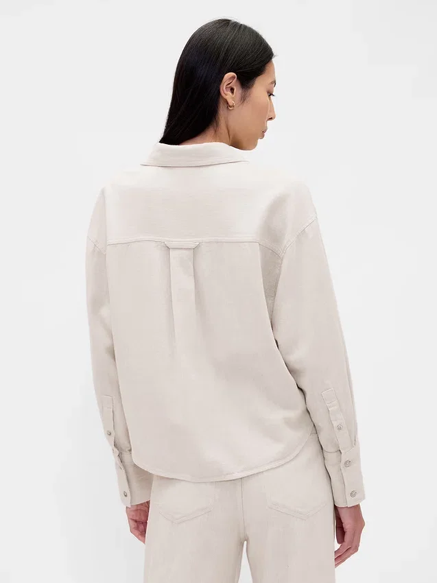 Camicia oversize in misto lino e cotone