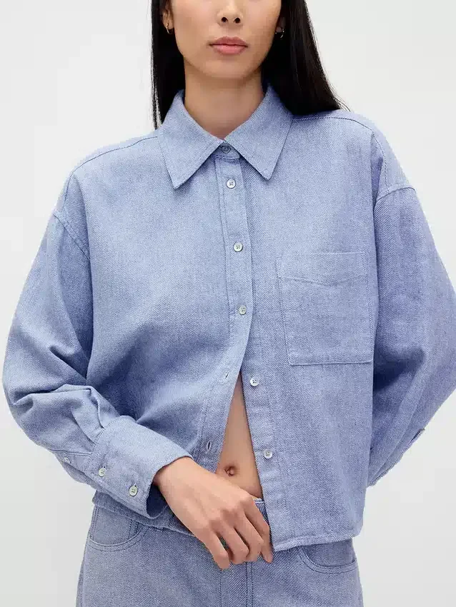 Camicia oversize in misto lino e cotone