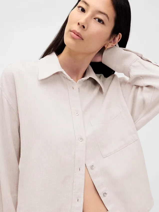 Camicia oversize in misto lino e cotone