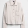 Camicia oversize in misto lino e cotone
