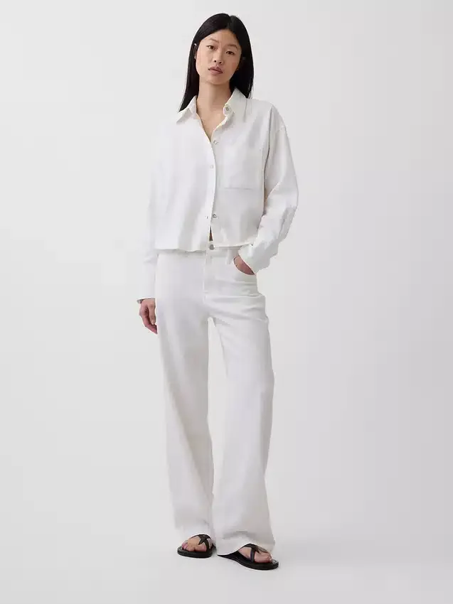 Camicia oversize in misto lino e cotone