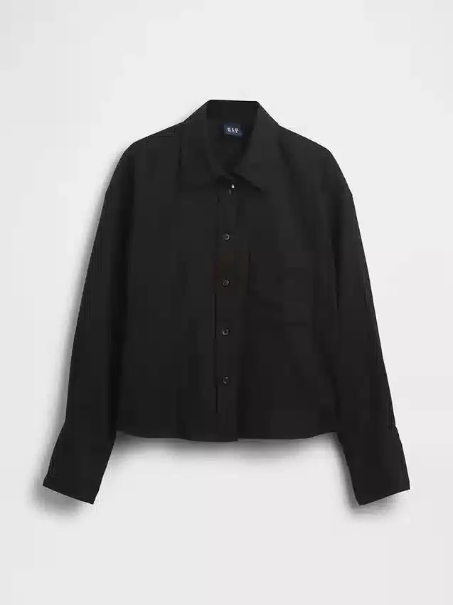Camicia oversize in misto lino e cotone