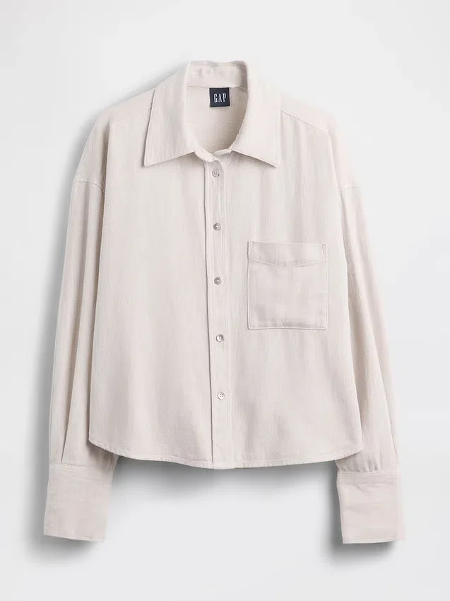 Camicia oversize in misto lino e cotone
