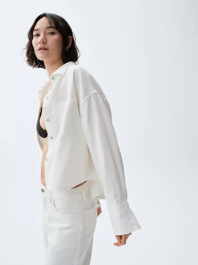 Camicia oversize in misto lino e cotone