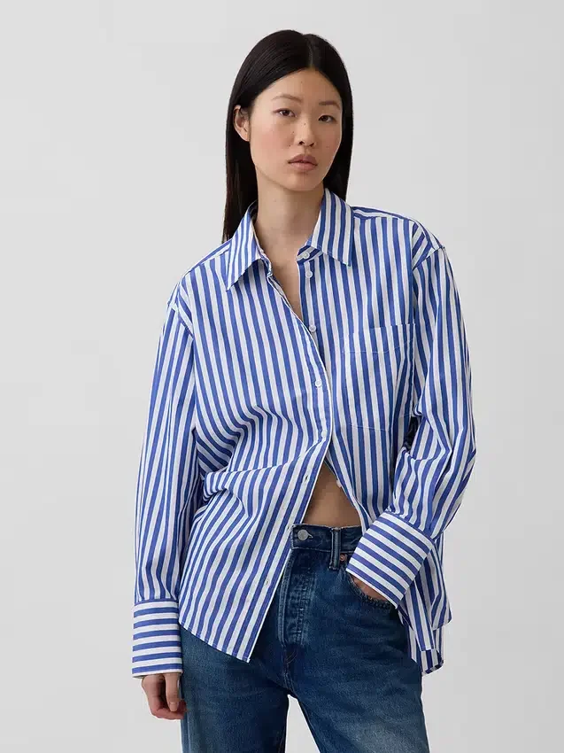 Camicia oversize in popeline di cotone biologico