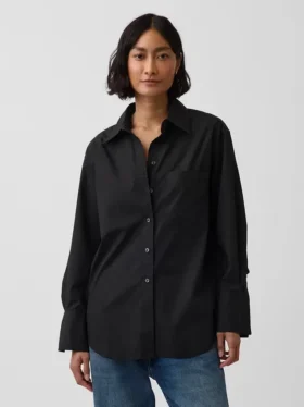 Camicia oversize in popeline di cotone biologico
