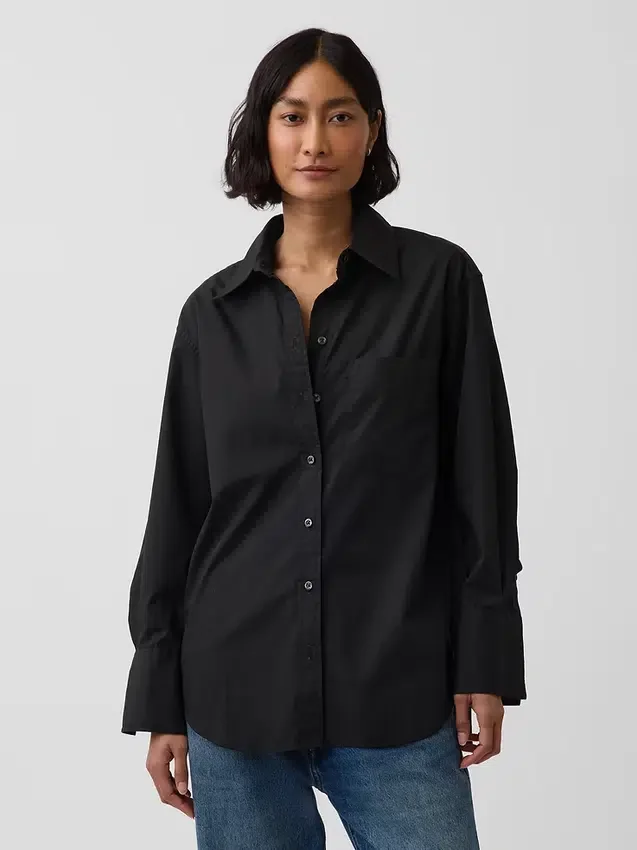 Camicia oversize in popeline di cotone biologico
