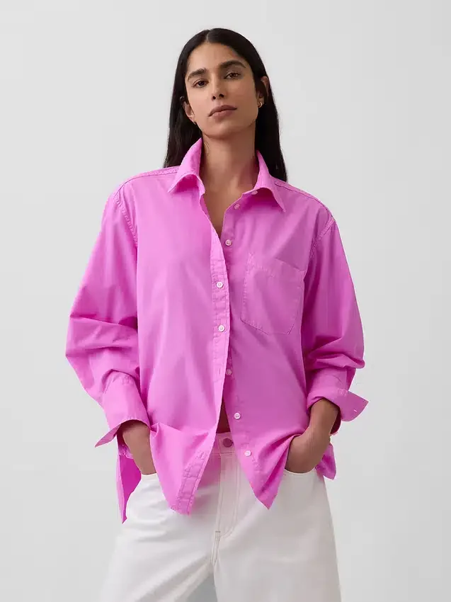 Camicia oversize in popeline di cotone biologico