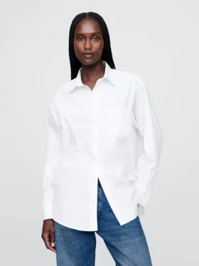 Camicia oversize in popeline di cotone biologico