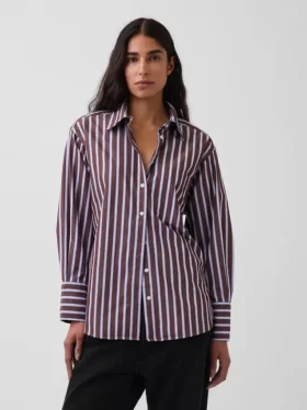 Camicia oversize in popeline di cotone biologico