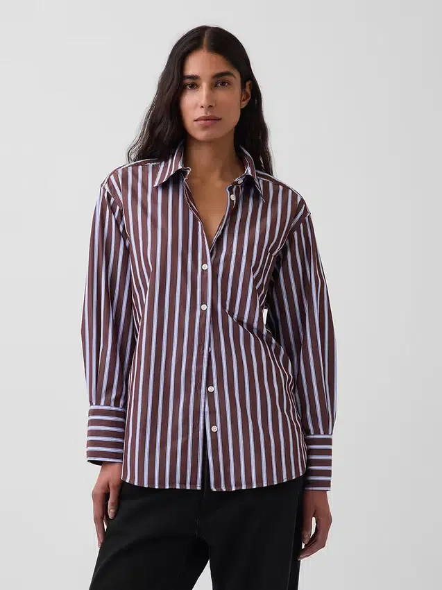 Camicia oversize in popeline di cotone biologico