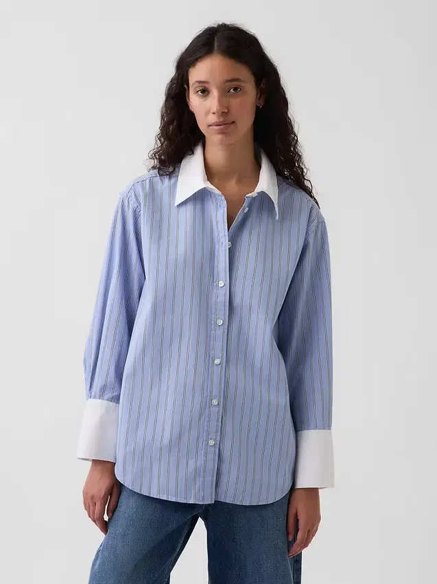 Camicia oversize in popeline di cotone biologico