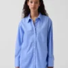 Camicia oversize in popeline di cotone biologico