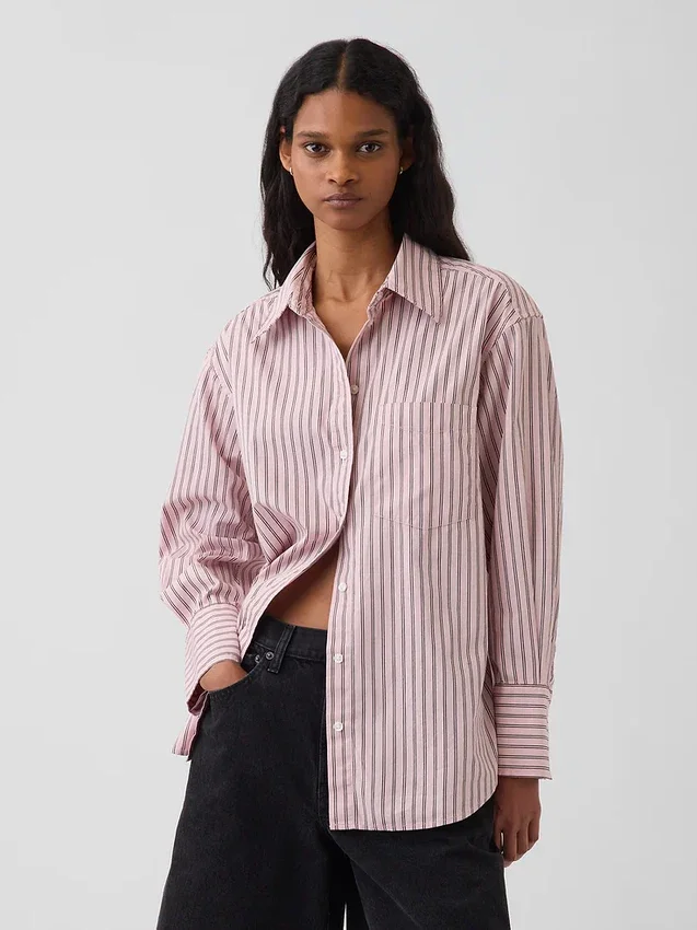 Camicia oversize in popeline di cotone biologico