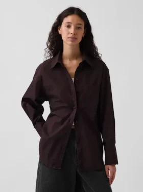 Camicia oversize in popeline di cotone biologico