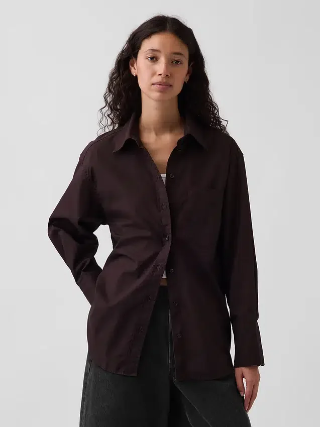 Camicia oversize in popeline di cotone biologico