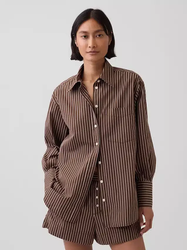 Camicia oversize in popeline di cotone biologico