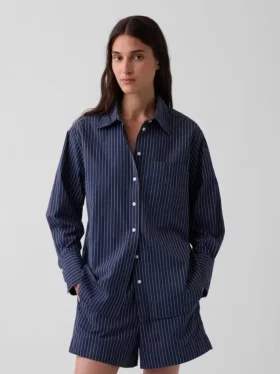 Camicia oversize in popeline di cotone biologico