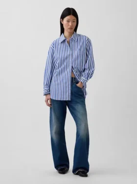 Camicia oversize in popeline di cotone biologico