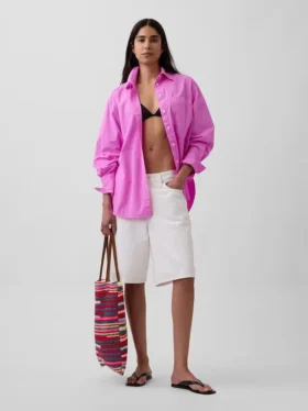 Camicia oversize in popeline di cotone biologico