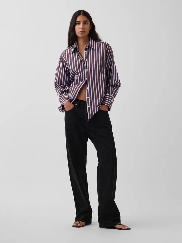 Camicia oversize in popeline di cotone biologico