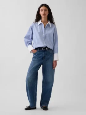 Camicia oversize in popeline di cotone biologico