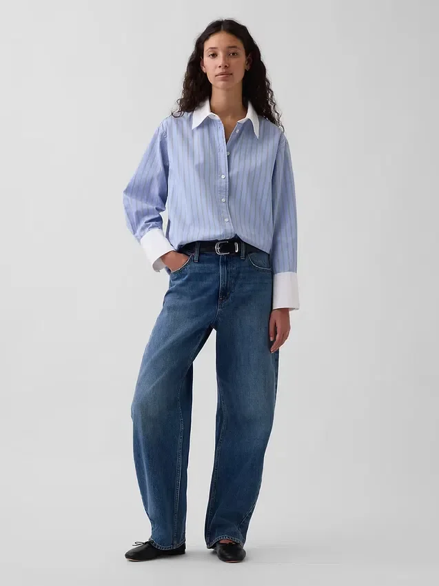 Camicia oversize in popeline di cotone biologico