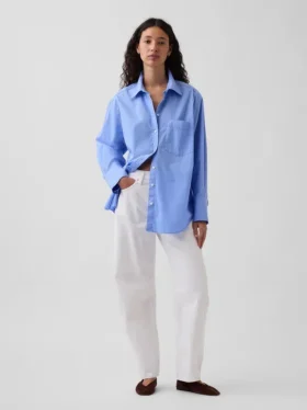 Camicia oversize in popeline di cotone biologico