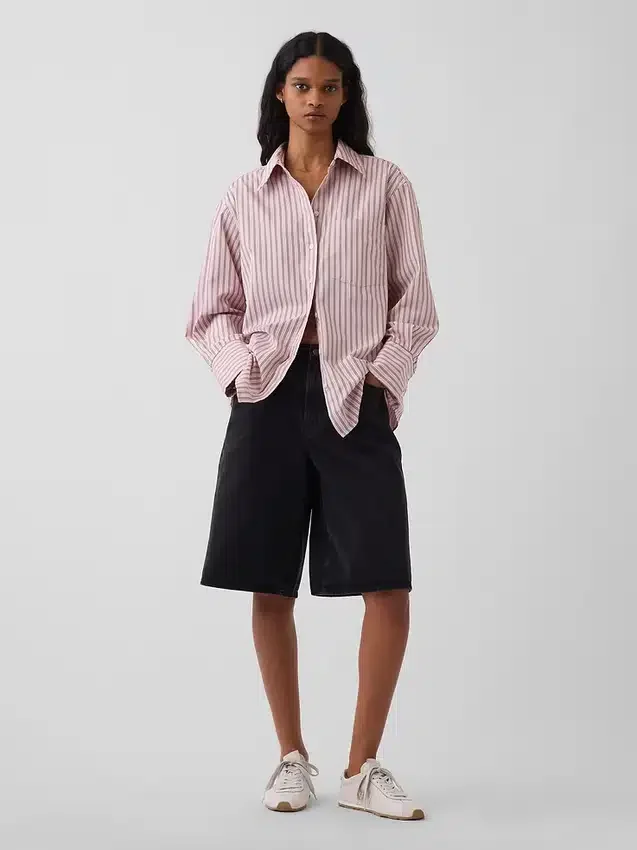 Camicia oversize in popeline di cotone biologico