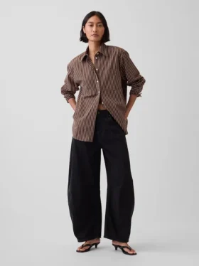 Camicia oversize in popeline di cotone biologico