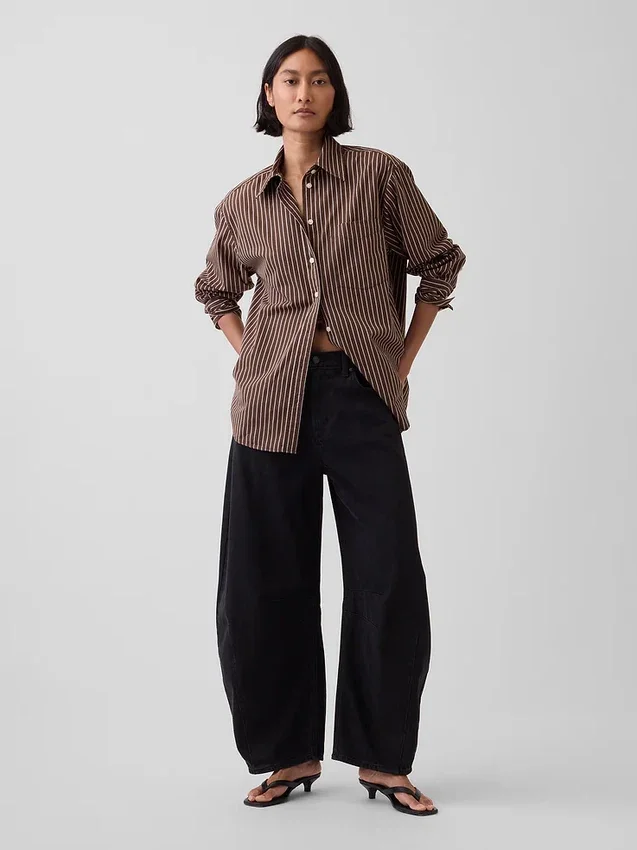 Camicia oversize in popeline di cotone biologico