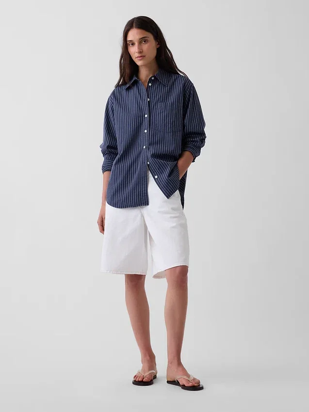 Camicia oversize in popeline di cotone biologico