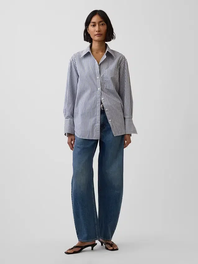 Camicia oversize in popeline di cotone biologico