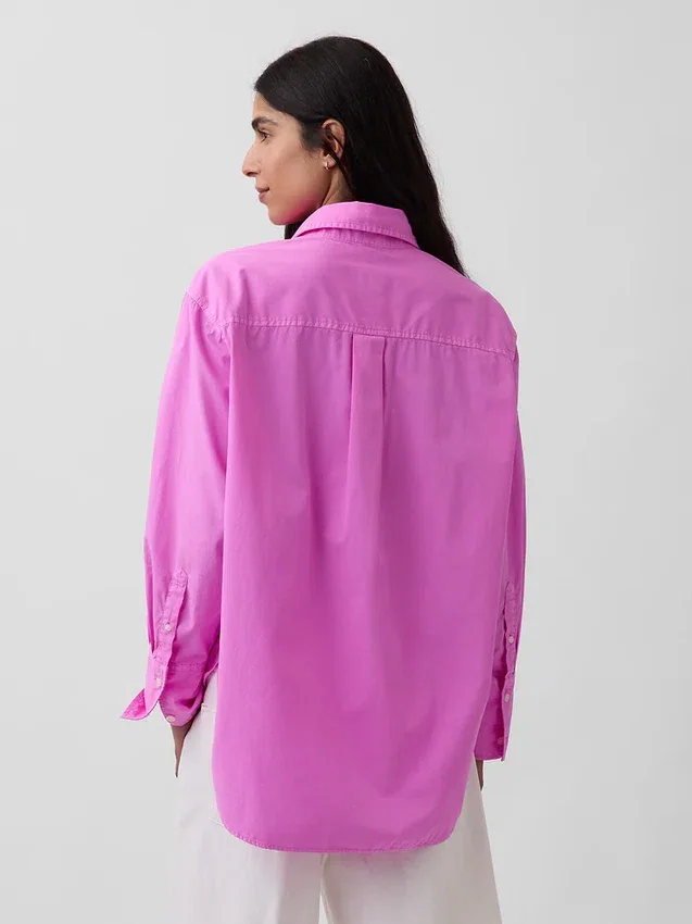 Camicia oversize in popeline di cotone biologico