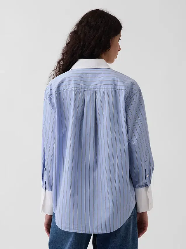 Camicia oversize in popeline di cotone biologico