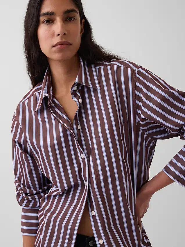 Camicia oversize in popeline di cotone biologico