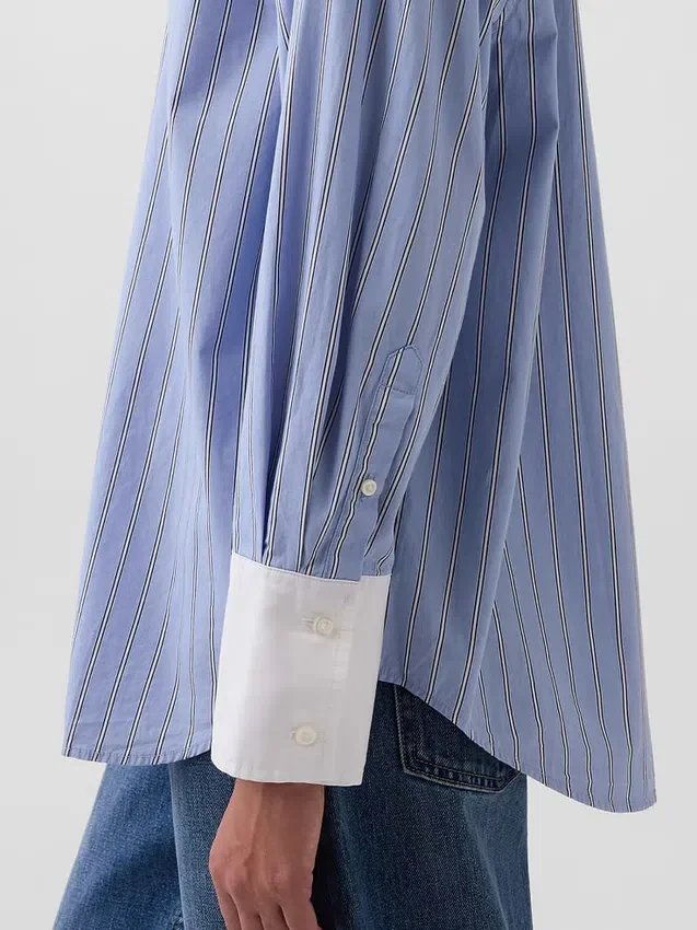 Camicia oversize in popeline di cotone biologico