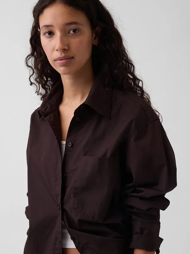 Camicia oversize in popeline di cotone biologico