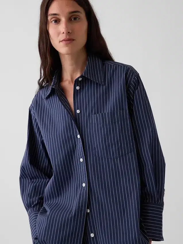 Camicia oversize in popeline di cotone biologico