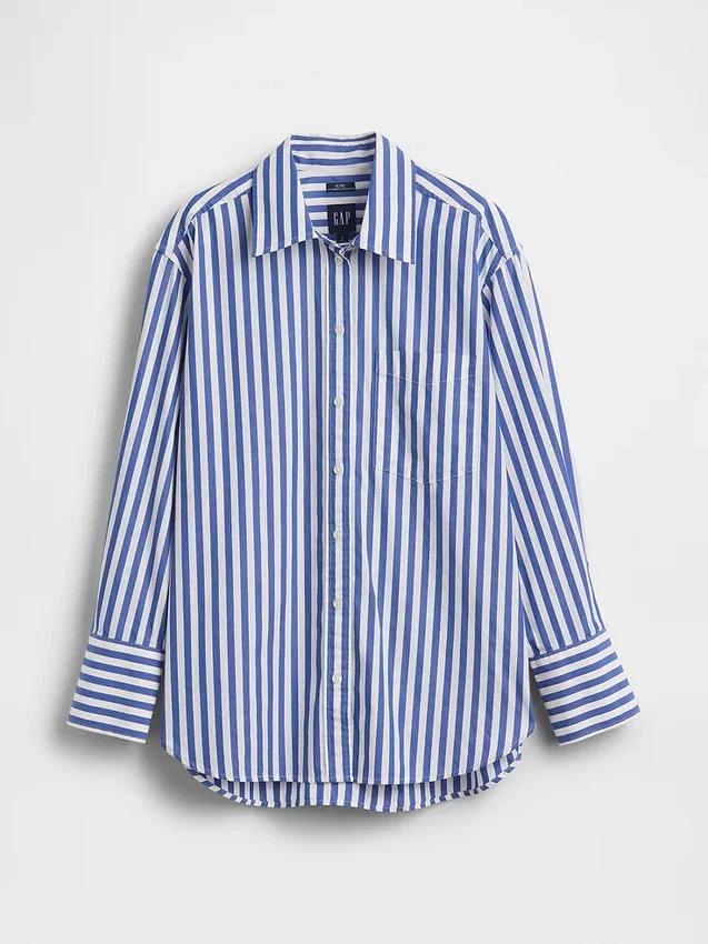 Camicia oversize in popeline di cotone biologico