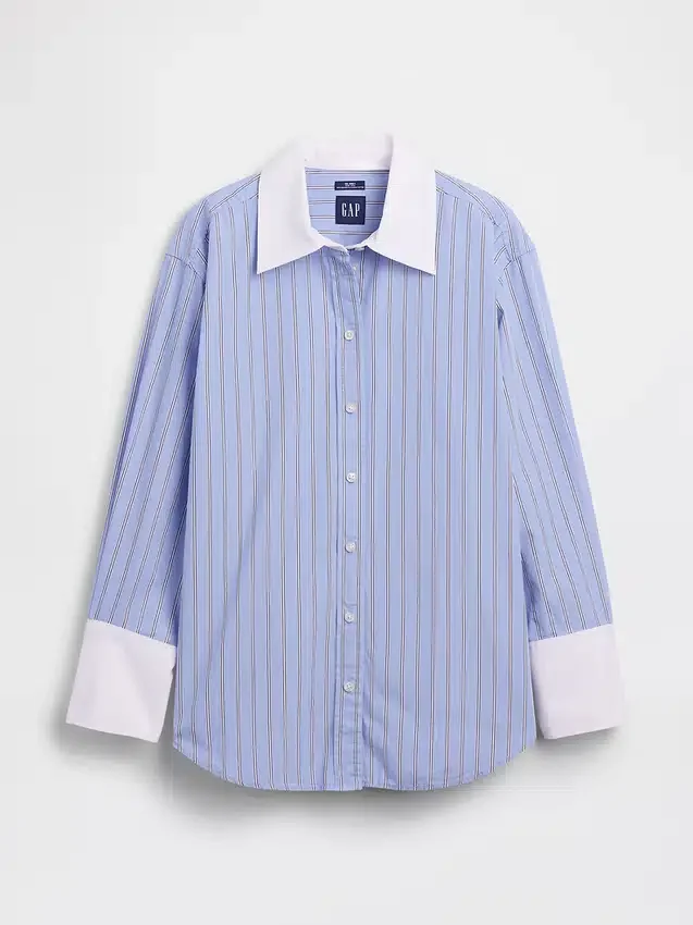 Camicia oversize in popeline di cotone biologico