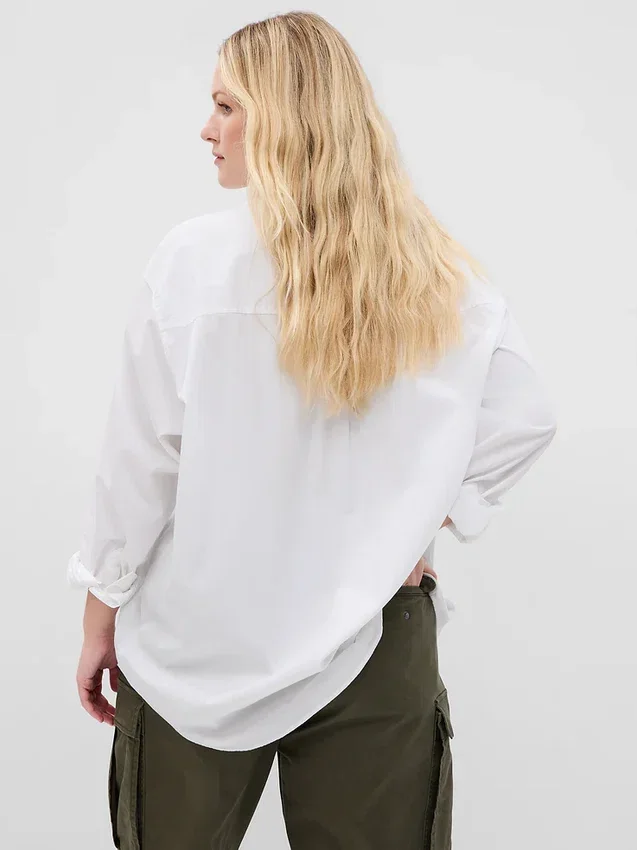Camicia oversize in popeline di cotone biologico