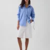 Camicia oversize in popeline di cotone biologico con maniche arricciate