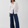 Camicia oversize in popeline di cotone biologico con maniche arricciate