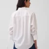 Camicia oversize in popeline di cotone biologico con maniche arricciate