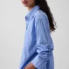 Camicia oversize in popeline di cotone biologico con maniche arricciate