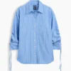 Camicia oversize in popeline di cotone biologico con maniche arricciate